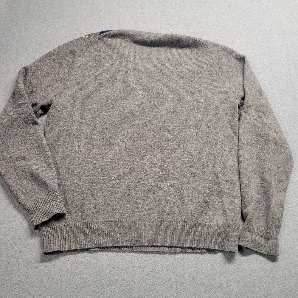 J. Crew Sweater Mens Large Lambs Wool Gray Diamond Knitted Pullover V Neck Argyl - Picture 7 of 7